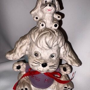 Vintage dog planter poodle planter kiss me Rare
